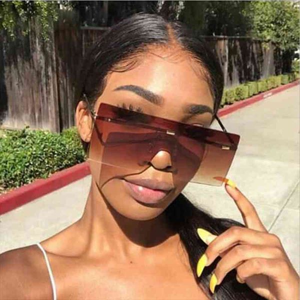 

oversized rimless sunglasses fashion women metal gradient sun glasses lady sunglass eyewear uv400 shades gafas de sol, White;black