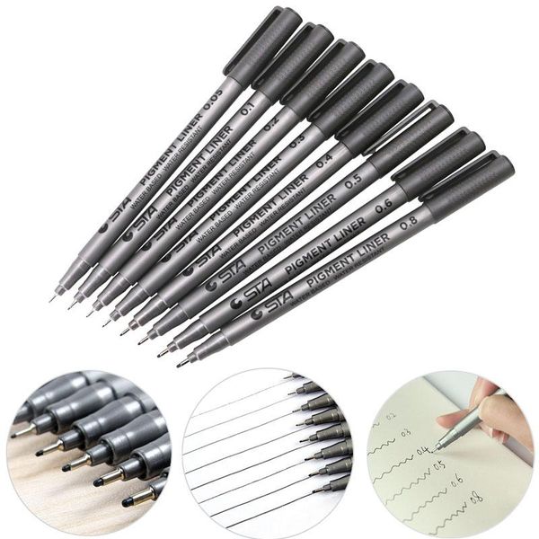 

gel pens 1x black fine line pen waterproof writing marker sketching art 0.05mm 53cc