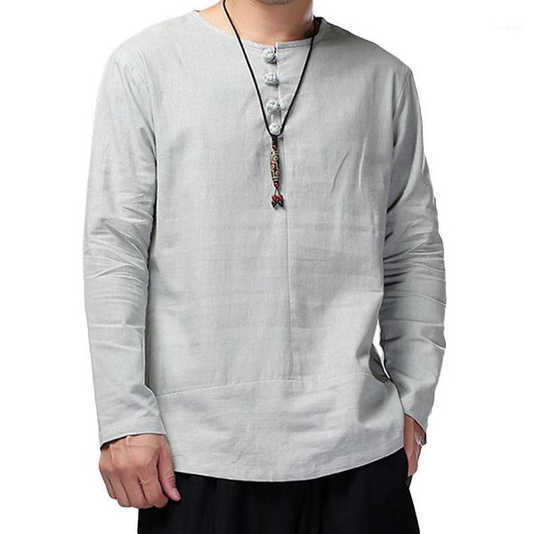 

casual shirts men cotton linen long sleeve solid color crew-neck white shirt camisa masculina clothes1, White;black