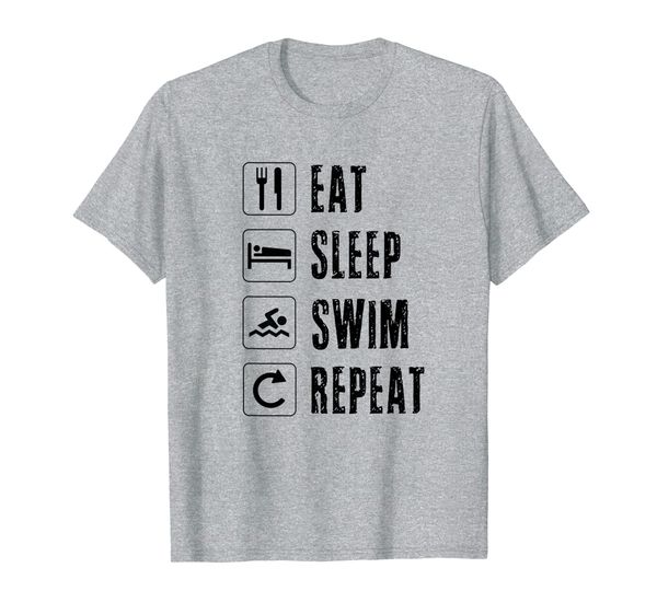 

eat sleep swim repeat swimming team swimmer pool summer teen t-shirt, White;black