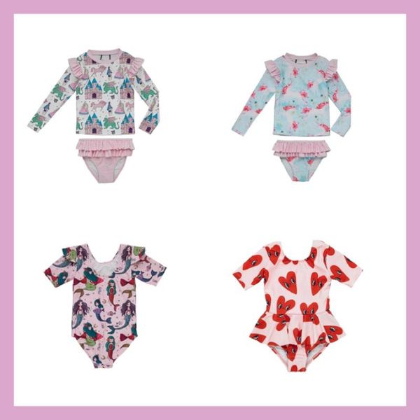 

in stock2021ryb children's swimsuit one-piece swimming cap set girls long sleeve split cute swimwear one-pieces, Black