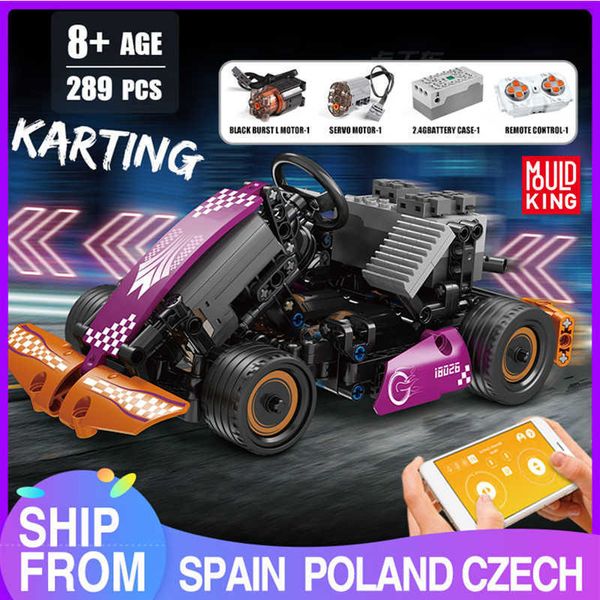 Molde King Alta Tecnologia O APP RC Motorizado Go-Kart Corrida Modelo de Carro Climbing Carro Building Block Kids DIY Brinquedos Presentes de Natal X0902