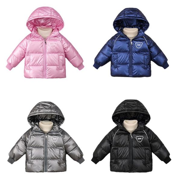 

down coat 2021 winter shiny jacket for boys girls hooded warm children kids outerwear jackets baby clothing outwear, Blue;gray