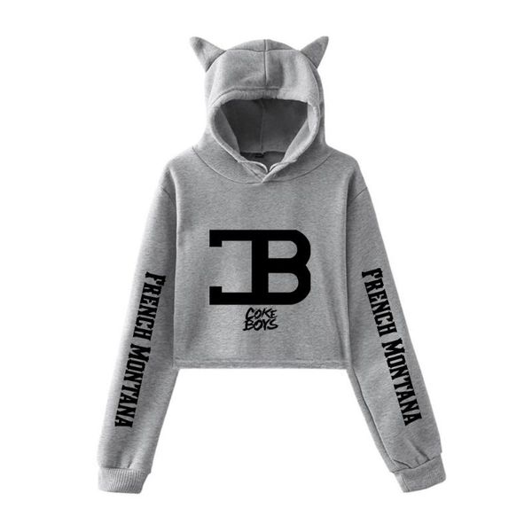 

women's hoodies & sweatshirts wawni french montana cat ear hoodie woman fashion print cotton hooded sweatshirt streetwear accessories, Black