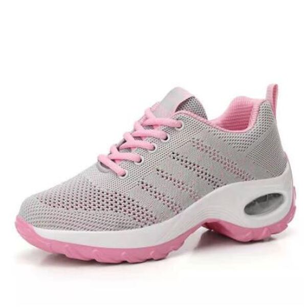 

light and flexible sports shoes 2022 spring new fashion air cushion flying woven lace-up womens shoes comfortable all-match sneakers