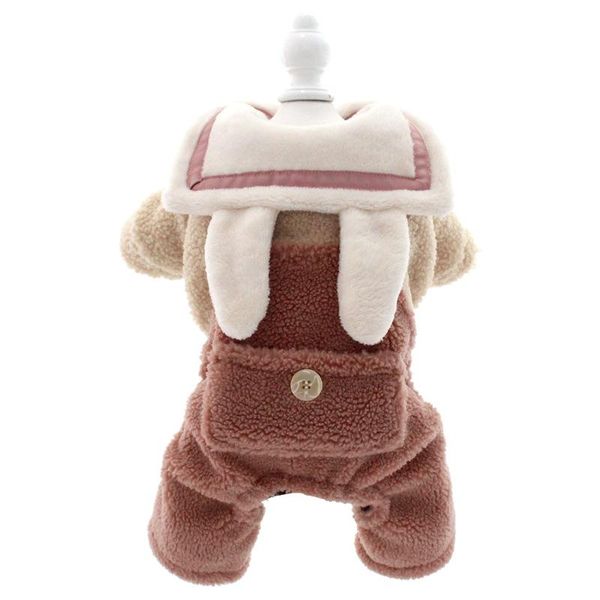 

dog apparel brown pink colors warm soft and comfortable clothes for autumn winter est pet puppy cute bear ears overall dogs