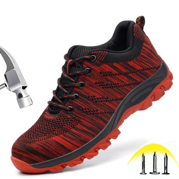 

boots male steel toe shoes work anti-puncture safety men industrial outdoor working sneakers, Black