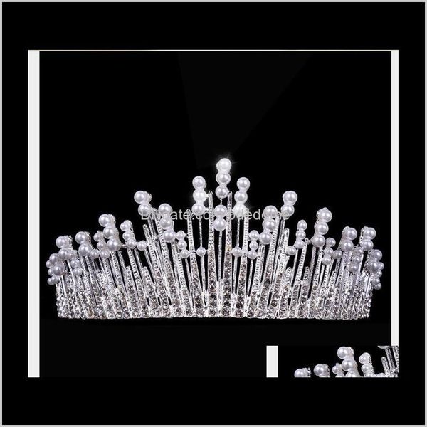 

jewelry drop delivery 2021 headdress alloy pearl baroque baking marriage hair ornaments bride crown wedding garment aessories dx, Slivery;golden