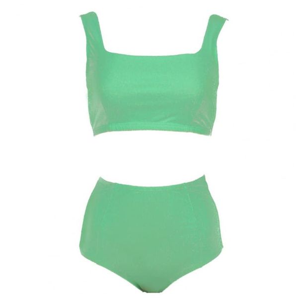 

women's swimwear women swimsuit high cut 2pcs/sets solid color backless bikini with chest pad for swimming pool, White;black