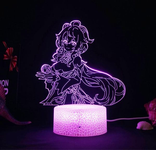 

night lights acrylic led lamp genshin impact ganyu figure light game