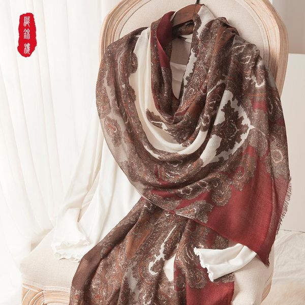 

scarves brocade house pure cashmere scarf for women winter fashion peres soft and warm long shawl neck, Blue;gray