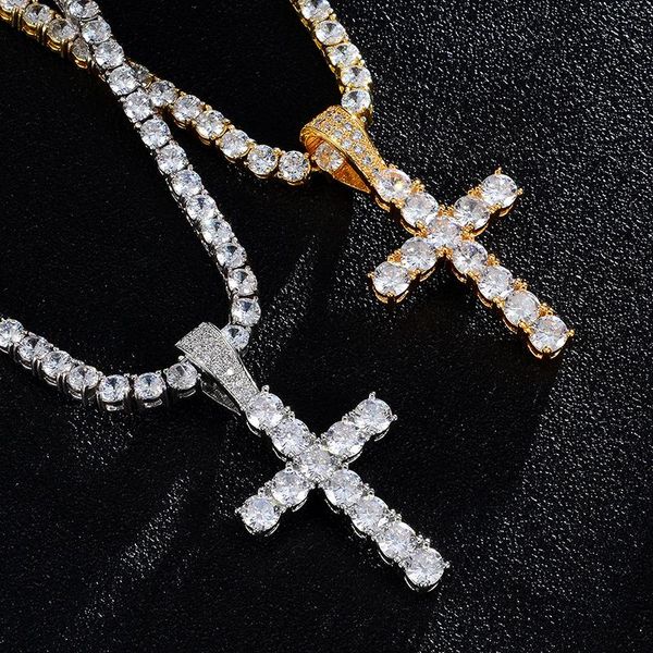 

d&z hip hop gold/silver color cross pendant necklace micro pave + cubic zirconia egyptian style necklaces