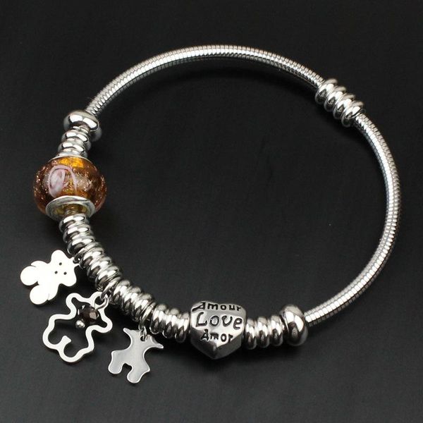 

bangle bear metal titanium steel love smearing retro spring snake chain magnet can open stainless bracelet, Black