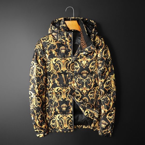 

down jacket men's hooded 2021 winter 90 white duck, Black