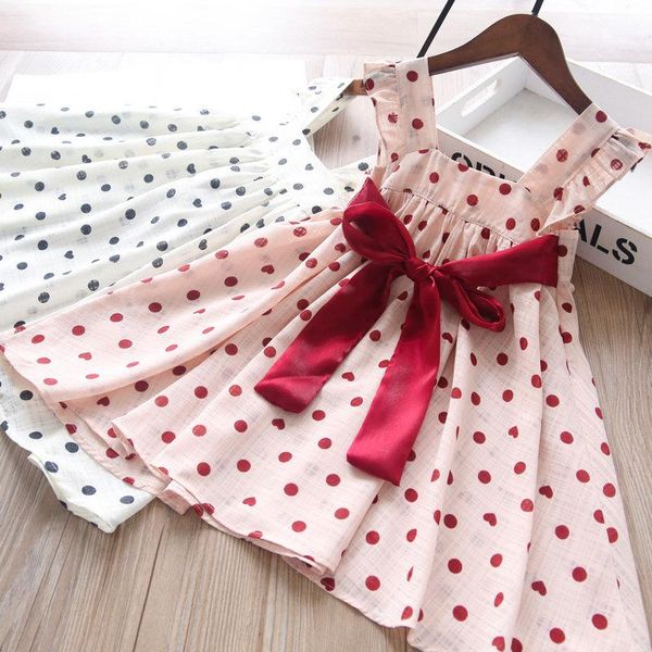 

summer girls dot dress children's wear wholesale girl's dresses, Red;yellow