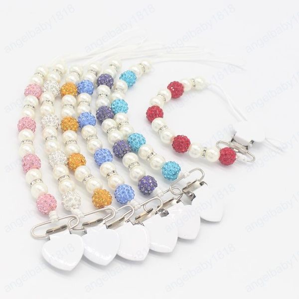 

baby pacifier clip dummy pearl pacifiers chain clips newborn bling chewable beaded holder infant feeding shower gift