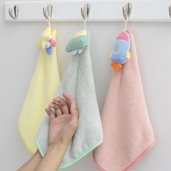 

towel 2pcs hanging hand microfiber towels for bathroom kitchen 30x30cm cartoon square quick dry super soft kids cute