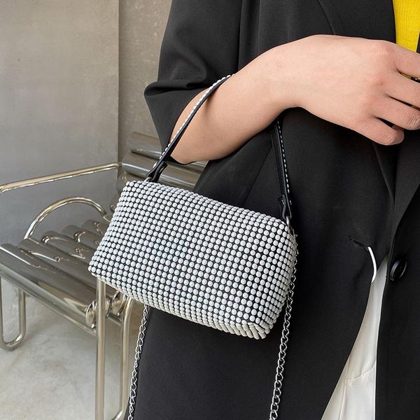 

evening bags diamond design mini pu leather crossbody bucket for women 2021 simple fashion luxury chain shoulder handbags clutch