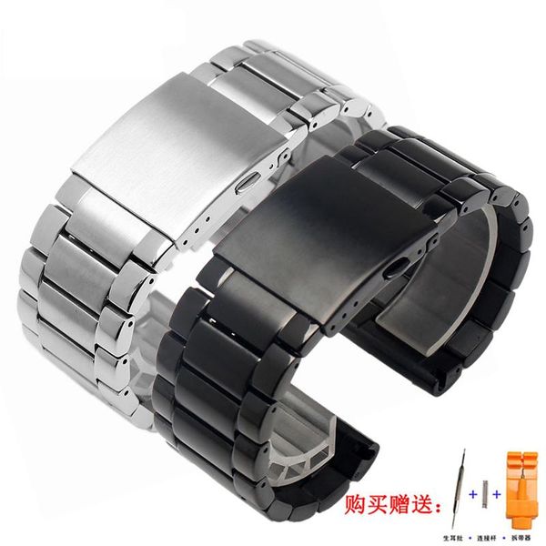 

watch bands watchband quality solid stainless steel band for mendz4343 dz7305 24mm 26mm 28mm black bracelet, Black;brown