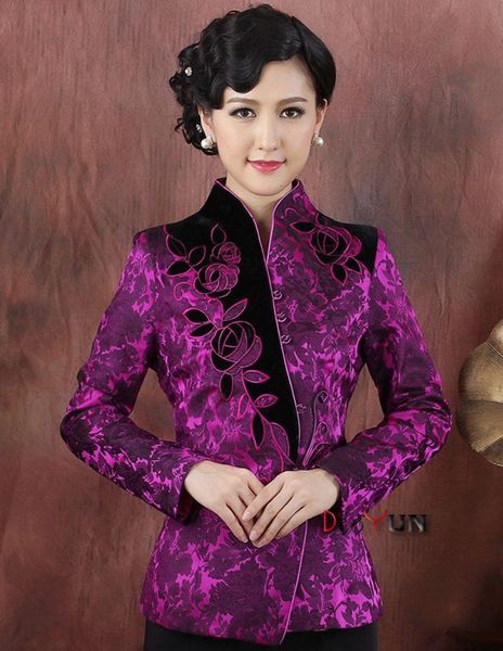 

women's jackets plus size chinese embroidered jacket middle-aged mother's slim long sleeve wedding mourning dress ladies coat, Black;brown