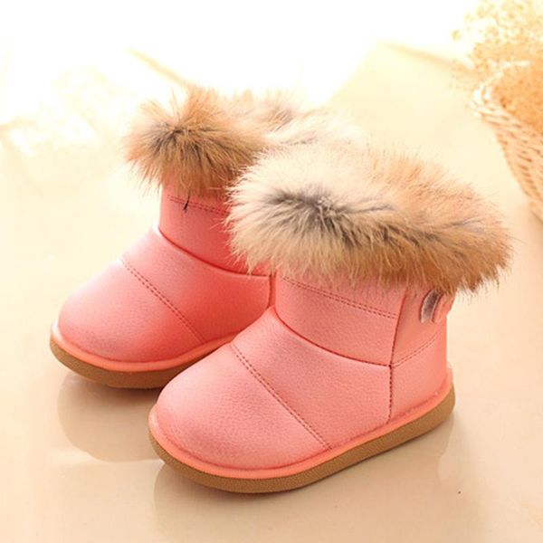 

boots children warm boys girls winter snow with fur 1-6 years kids soft bottom shoes, Black;grey