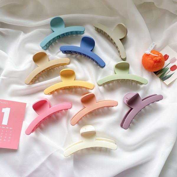 

yamog pure color frosted arc hair clamps women plastic solid large claw clips female geometric wash ponytail scrunchies hairpins headdress a, Slivery;golden