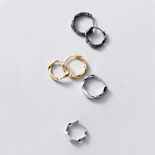 

hoop & huggie men women sterling silver twisted mobius 9mm / 10mm earrings a1146, Golden;silver