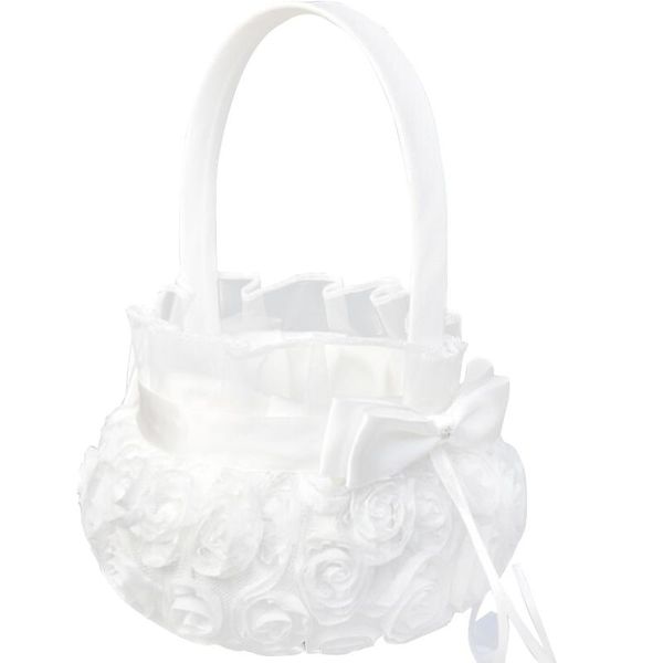 

decorative flowers & wreaths satin bowknot storage props with handle decoration bride romantic party gift wedding ceremony flower basket
