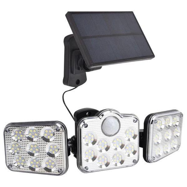

solar lamps led lights wall lamp outdoors ip65 waterproof 3 head motion sensor modes super bright street light for garden decor