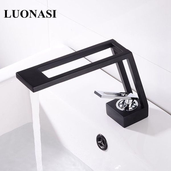 

luxury bathroom faucet hollow design basin cold & sink water mixer single handle deck mounted black al-0292h faucets