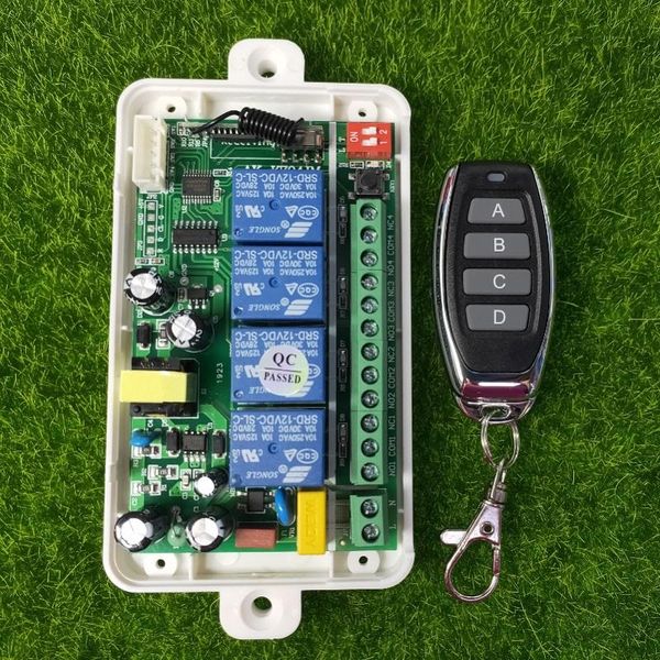 

ac85v-256v 4ch 4 ch channel 10a relay rf wireless remote control switch system 315 mhz 433 transmitter and receiver controlers