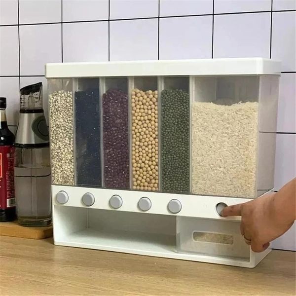 

kitchen storage dried grains tank box wall mounted plastic container organizer bottles jars &
