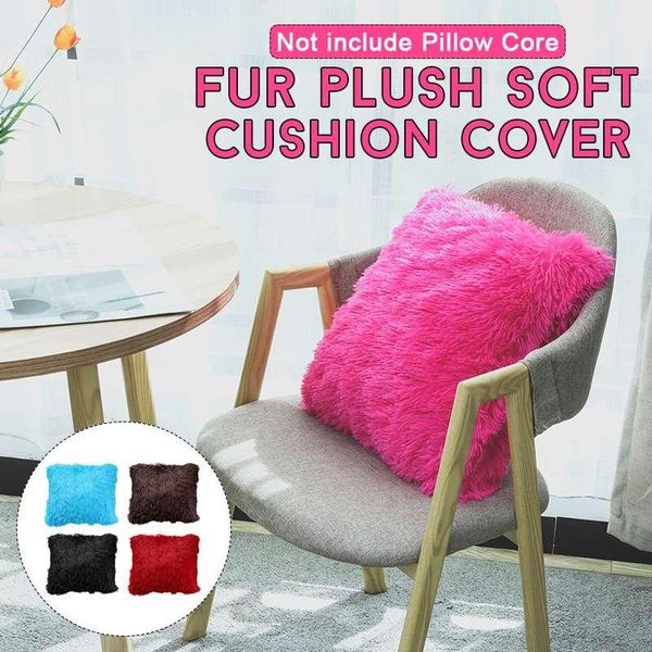 

solid soft fur plush decorative cushion cover for home pillow case bed room pillowcases pillows car seat decoration sofa cushion/decorative