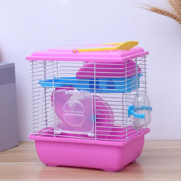 

small animal supplies double layer hamster cage pet house acrylic portable pets chinchilla (red)