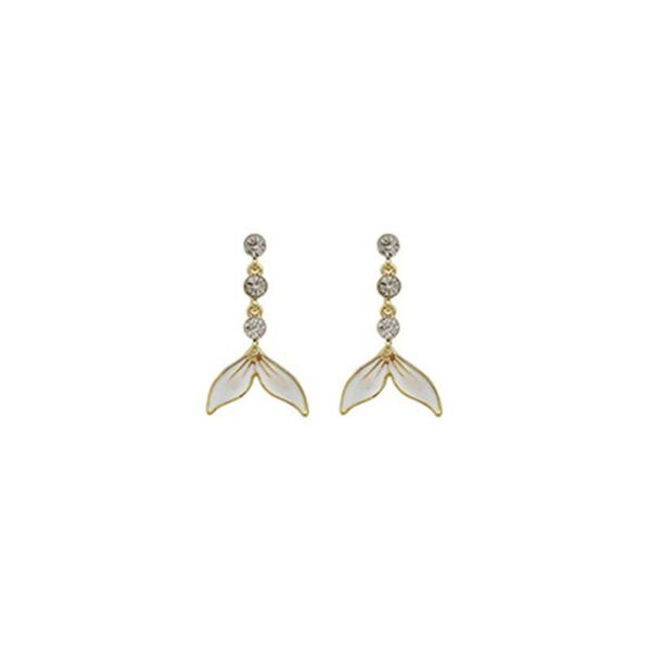 

fashion high sense exquisite earrings long temperament fishtail net red stud, Golden;silver