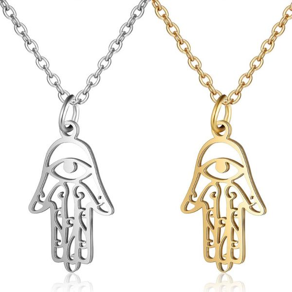 

fashion charm women hand pendant & necklaces 316l stainless steel of fatima jewelry gift drop, Silver