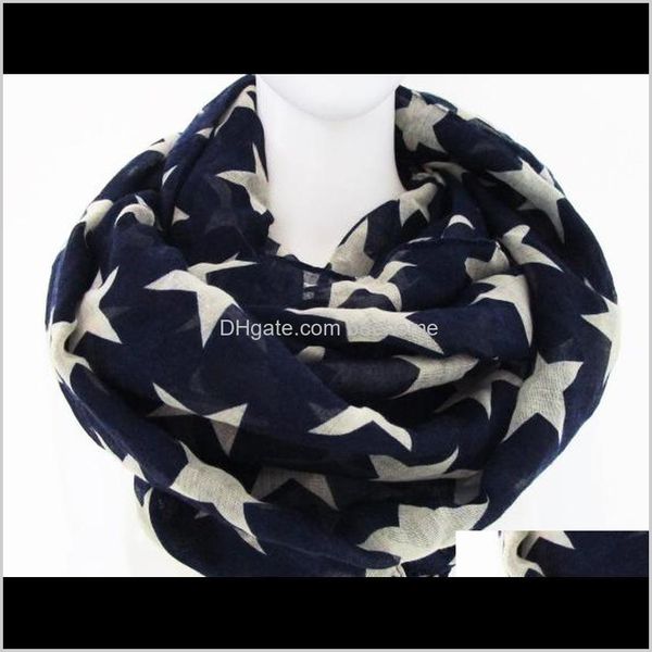 Envolve os chapéus, luvas Aessórios Gota entrega 2021 Mulheres Moda Marinho Azul Estrelas Infinito Scarves Sneod Loop para Senhoras Jpth