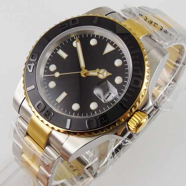 

black luxury men clock 316l steel case 24 jewelry nh35 miyota 8215 born oyster band sapphire crystal crown, Slivery;brown