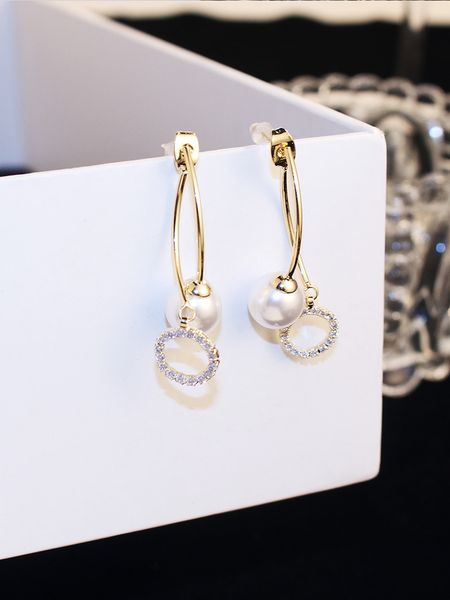 

bling bling new ins fashion designer front back double sided luxury rhinestone diamonds pearl stud earrings for woman girls, Golden;silver