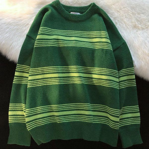 

women's sweaters simple korean retro striped stitching loose casual o-neck knitted sweater soft autumn and winter long-sleeved pullover, White;black