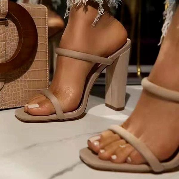 

sandals women 2021 summer open toe high heel casual shoes comfortable lightweight square pure color women's, Black