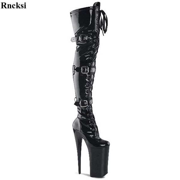 

boots rncksi nightclub women's shoes pole dancing stiletto heels 20cm models stage show high over-the-knee, Black