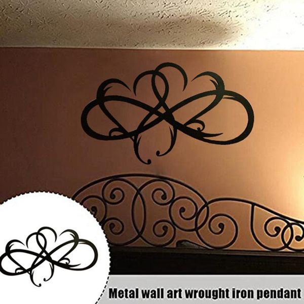 

decorative objects & figurines double infinity heart metal wall art hanging love two hearts become one sign sculpture for home wedding decor