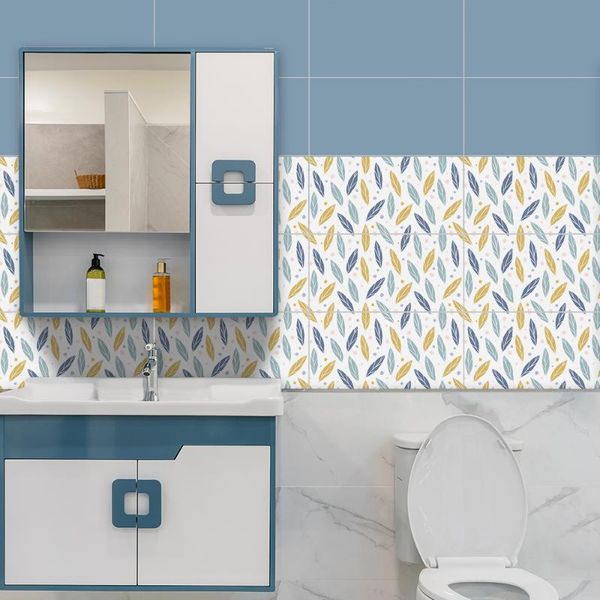 

wallpapers drawn leaves self-adhesive marble floor tile wall sticker pvc oil-proof waterproof for home living room bedroom