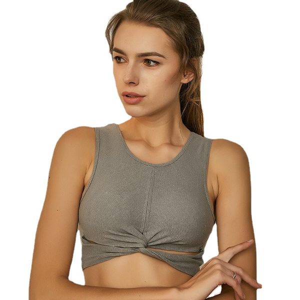 

yoga outfit 2021 high elastic quick drying knotting rib bra jacket fitness running sports vest