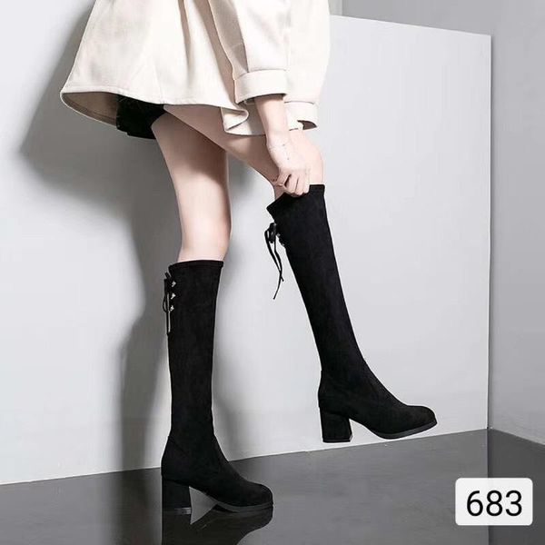 

boots women's are below the solid color warm and thick net red elastic, Black