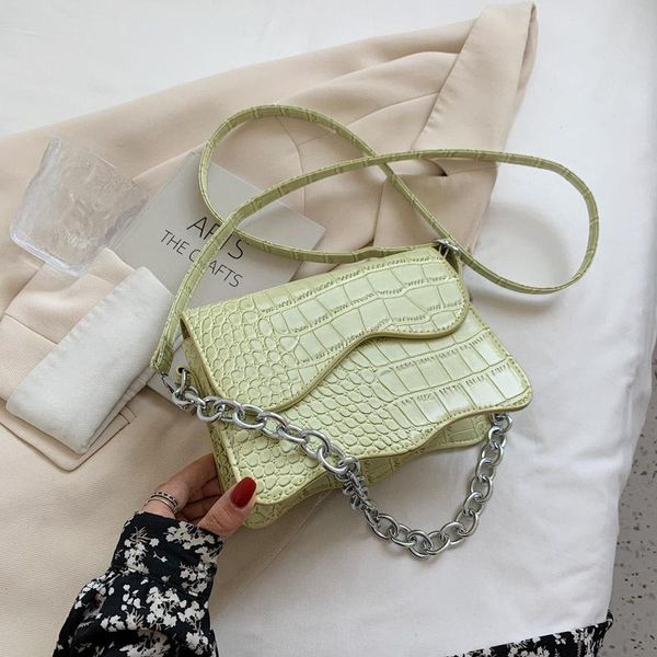 

evening bags brand designer crocodile pattern women's shoulder bag fashion chain handbag small flap crossbody