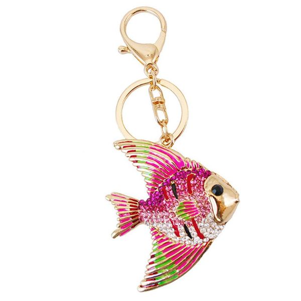 

keychains 1pc tropical fish keychain charm fashion rhinestone purse bag pendant car keyring decoration hanging creative gift, Silver
