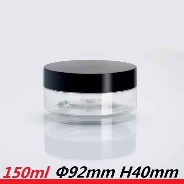 

30pcs/lot 150ml black cap jars 150g plastic containers for packaging jam 5.3oz empty cosmetic jar pet canning wholesale storage bottles &