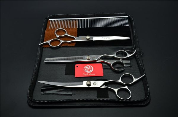 

hair scissors 4pcs set 3001# 6'' 17.5cm hairdressing bent up dogs cats pets comb +cutting +thinning + curve shears suit